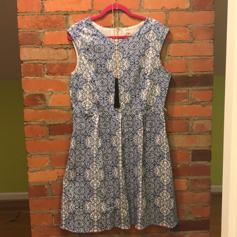 White and blue dress